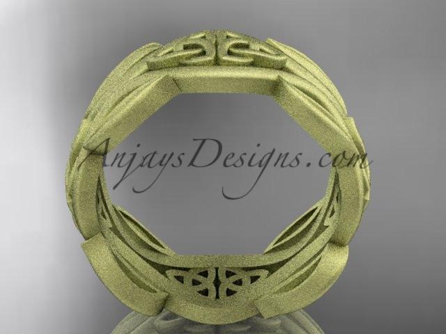 14kt yellow gold celtic trinity knot wedding band, matte finish wedding band, engagement ring CT7264G - AnjaysDesigns