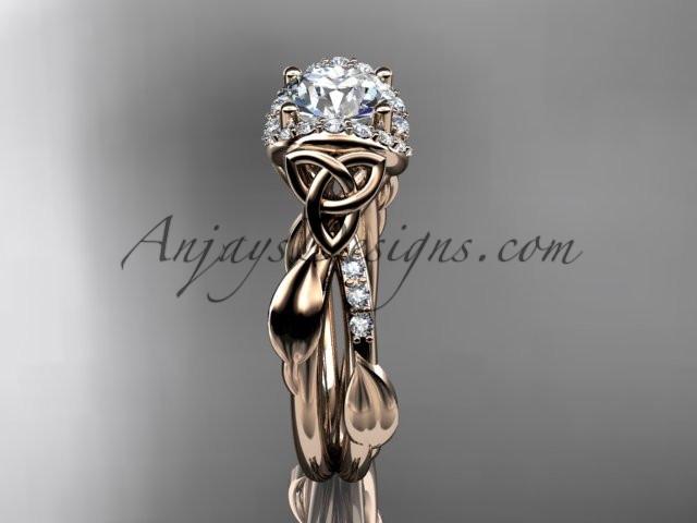 14kt rose gold diamond celtic trinity knot wedding ring, engagement ring CT7274 - AnjaysDesigns
