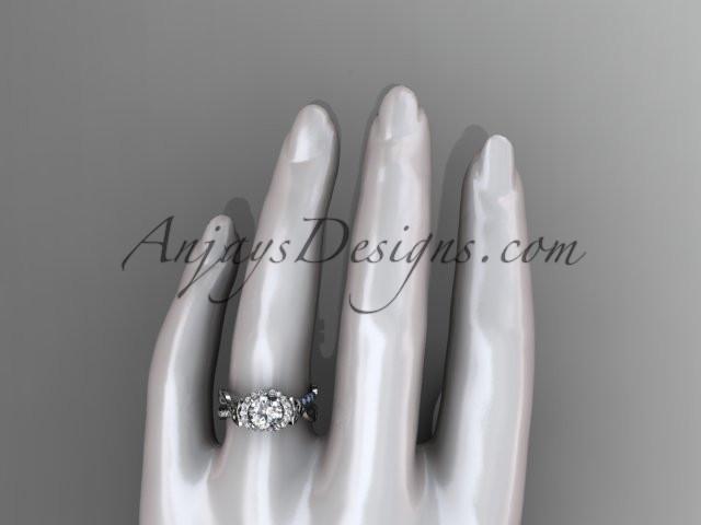 platinum diamond celtic trinity knot wedding ring, engagement ring with a "Forever One" Moissanite center stone CT7274 - AnjaysDesigns