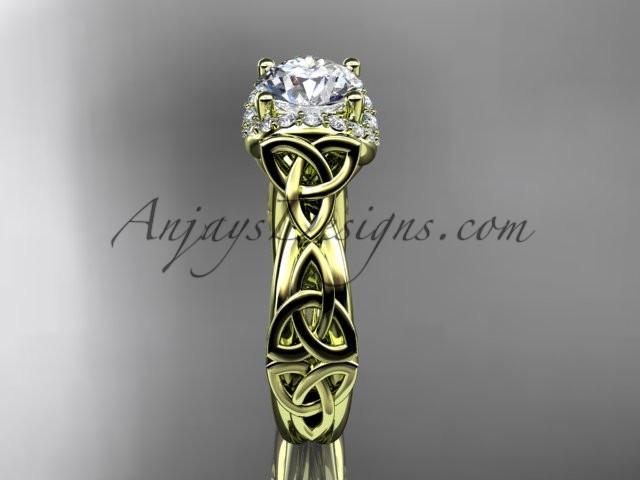 14kt yellow gold diamond celtic trinity knot wedding ring, engagement ring CT7289 - AnjaysDesigns
