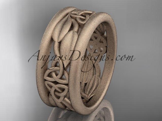 14kt rose gold celtic trinity knot matte finish wedding band, engagement ring CT7293GA - AnjaysDesigns