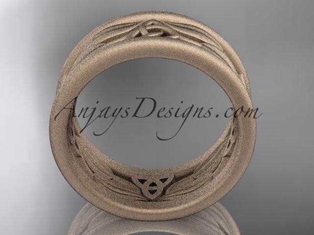14kt rose gold celtic trinity knot matte finish wedding band, engagement ring CT7293GA - AnjaysDesigns