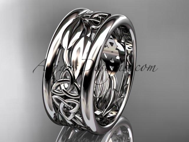 14kt white gold celtic trinity knot wedding band, engagement ring CT7293GA - AnjaysDesigns