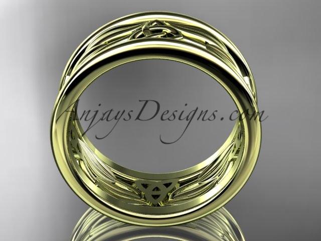 14kt yellow gold celtic trinity knot wedding band, engagement ring CT7293GA - AnjaysDesigns