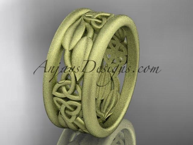 14kt yellow gold celtic trinity knot matte finish wedding band, engagement ring CT7293GA - AnjaysDesigns