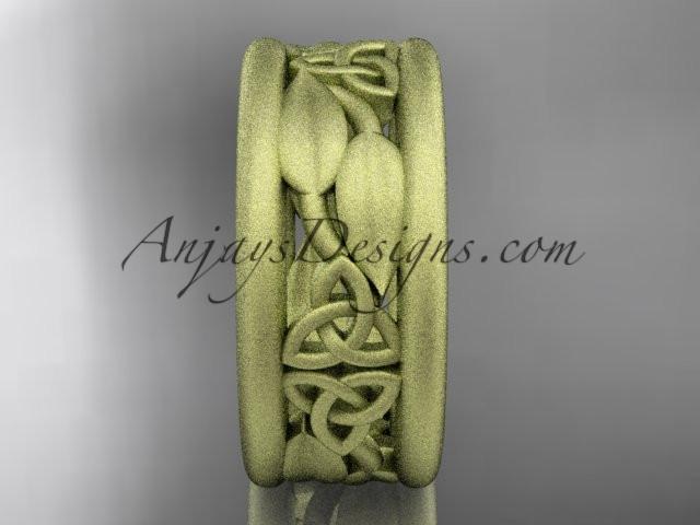 14kt yellow gold celtic trinity knot matte finish wedding band, engagement ring CT7293GA - AnjaysDesigns