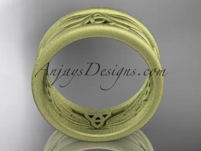 14kt yellow gold celtic trinity knot matte finish wedding band, engagement ring CT7293GA - AnjaysDesigns
