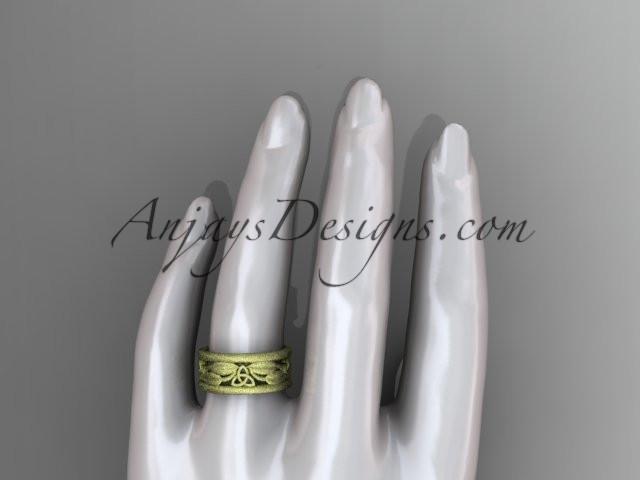 14kt yellow gold celtic trinity knot matte finish wedding band, engagement ring CT7293GA - AnjaysDesigns