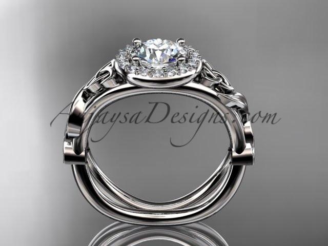 platinum diamond celtic trinity knot wedding ring, engagement ring with a "Forever One" Moissanite center stone CT7302 - AnjaysDesigns