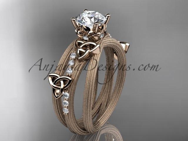 14kt rose gold diamond celtic trinity knot wedding ring, engagement ring CT7329 - AnjaysDesigns