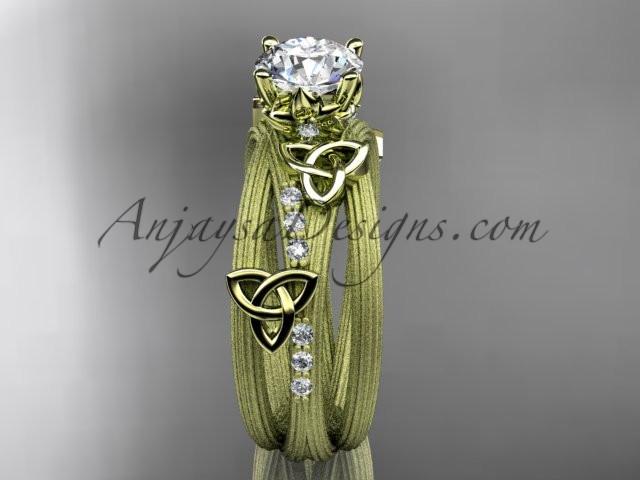 14kt yellow gold diamond celtic trinity knot wedding ring, engagement ring CT7329 - AnjaysDesigns