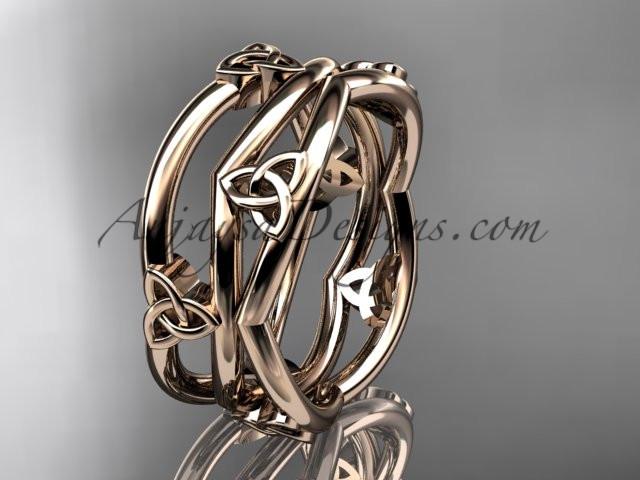 14kt rose gold celtic trinity knot wedding band, engagement ring CT7350G - AnjaysDesigns