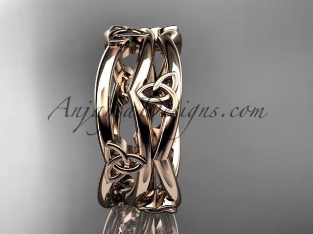 14kt rose gold celtic trinity knot wedding band, engagement ring CT7350G - AnjaysDesigns