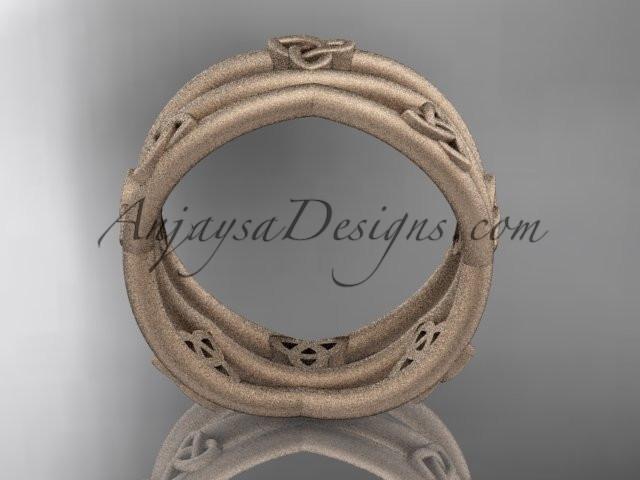 14kt rose gold celtic trinity knot wedding band, matte finish wedding band, engagement ring CT7350G - AnjaysDesigns