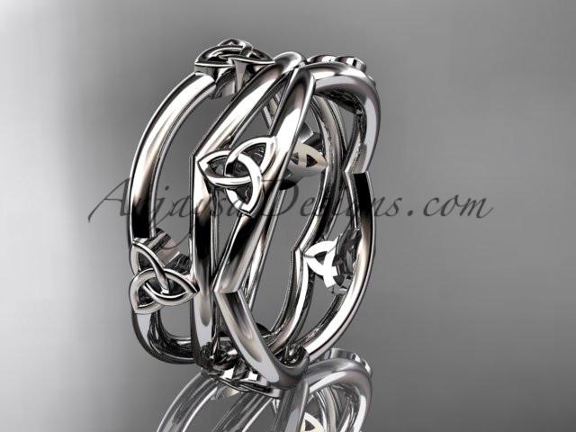 platinum celtic trinity knot wedding band, engagement ring CT7350G - AnjaysDesigns
