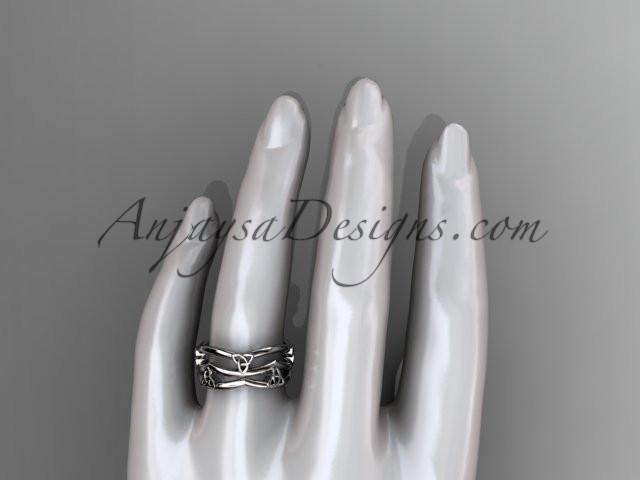 14kt white gold celtic trinity knot wedding band, engagement ring CT7350G - AnjaysDesigns
