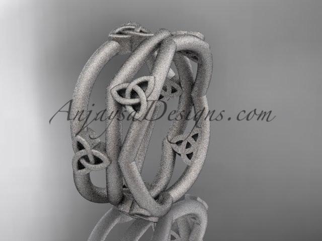 platinum celtic trinity knot wedding band, matte finish wedding band, engagement ring CT7350G - AnjaysDesigns