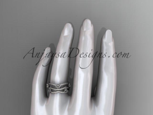 platinum celtic trinity knot wedding band, matte finish wedding band, engagement ring CT7350G - AnjaysDesigns