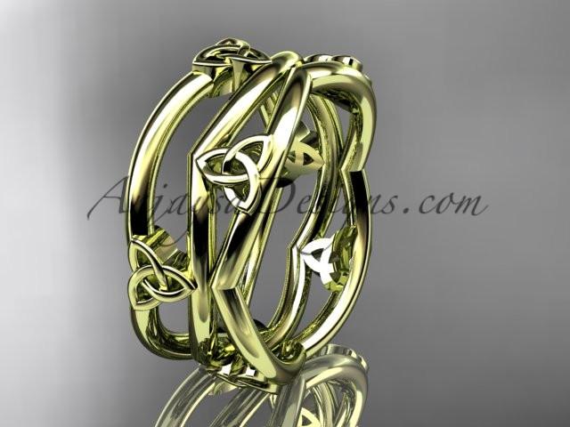 14kt yellow gold celtic trinity knot wedding band, engagement ring CT7350G - AnjaysDesigns