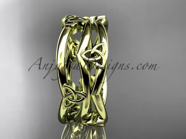 14kt yellow gold celtic trinity knot wedding band, engagement ring CT7350G - AnjaysDesigns