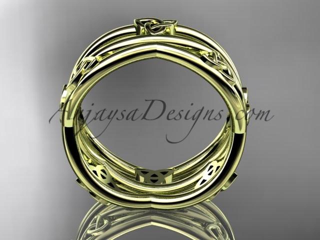 14kt yellow gold celtic trinity knot wedding band, engagement ring CT7350G - AnjaysDesigns