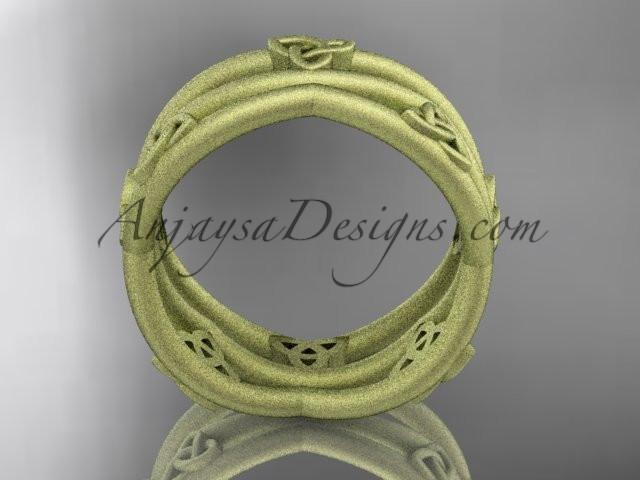 14kt yellow gold celtic trinity knot wedding band, matte finish wedding band, engagement ring CT7350G - AnjaysDesigns