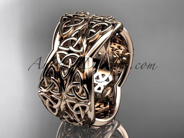 14kt rose gold celtic trinity knot wedding band, engagement ring CT7352G - AnjaysDesigns