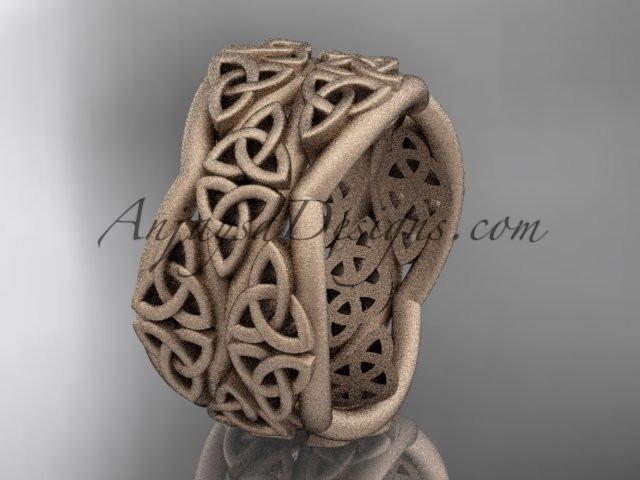 14kt rose gold celtic trinity knot wedding band, matte finish wedding band, engagement ring CT7352G - AnjaysDesigns