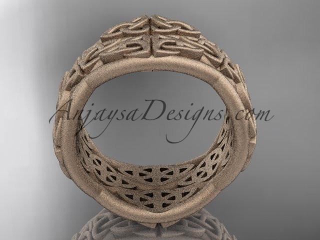 14kt rose gold celtic trinity knot wedding band, matte finish wedding band, engagement ring CT7352G - AnjaysDesigns