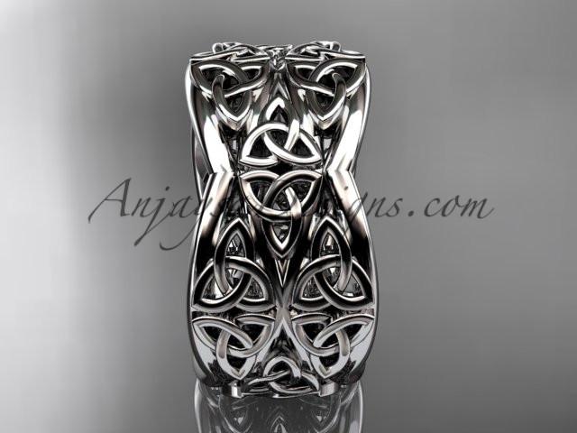 platinum celtic trinity knot wedding band, engagement ring CT7352G - AnjaysDesigns