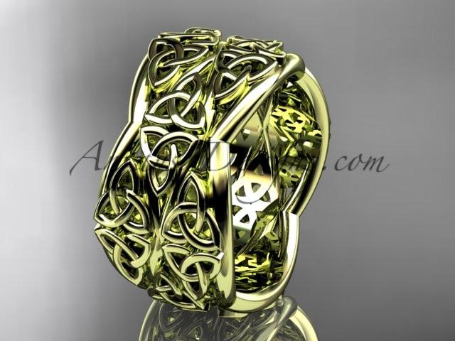 14kt yellow gold celtic trinity knot wedding band, engagement ring CT7352G - AnjaysDesigns