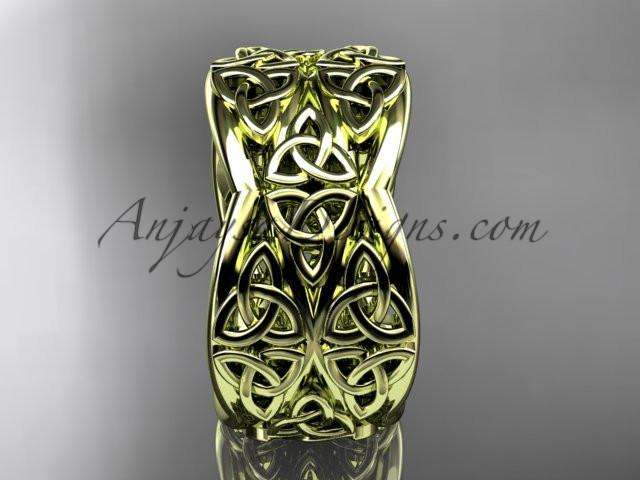 14kt yellow gold celtic trinity knot wedding band, engagement ring CT7352G - AnjaysDesigns