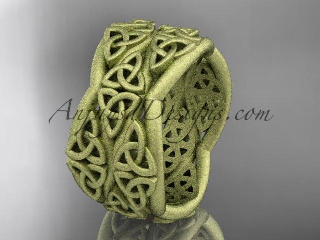 14kt yellow gold celtic trinity knot wedding band, matte finish wedding band, engagement ring CT7352G - AnjaysDesigns
