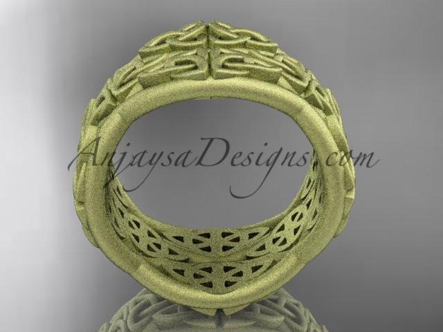14kt yellow gold celtic trinity knot wedding band, matte finish wedding band, engagement ring CT7352G - AnjaysDesigns