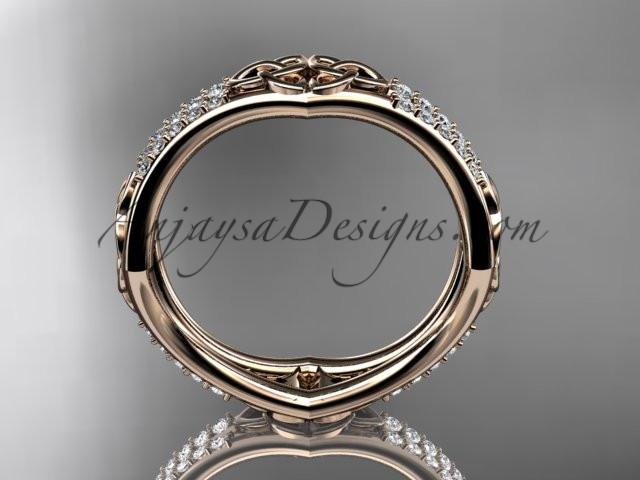 14kt rose gold diamond celtic trinity knot wedding band, triquetra ring, engagement ring CT7353B - AnjaysDesigns