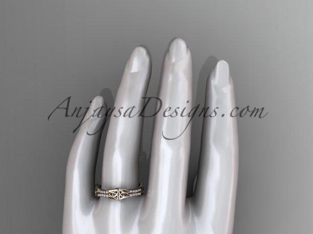 14kt rose gold diamond celtic trinity knot wedding band, triquetra ring, engagement ring CT7353B - AnjaysDesigns