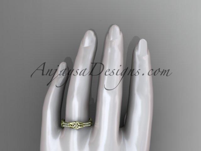 14kt yellow gold diamond celtic trinity knot wedding band, triquetra ring, engagement ring CT7353B - AnjaysDesigns