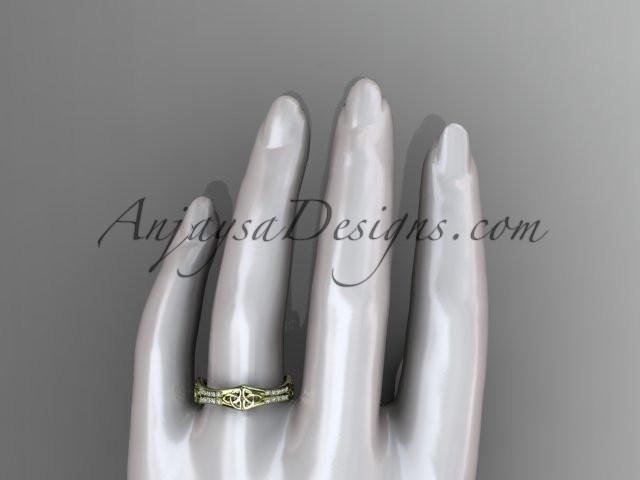 14kt yellow gold diamond celtic trinity knot wedding band, triquetra ring, engagement ring CT7353B - AnjaysDesigns
