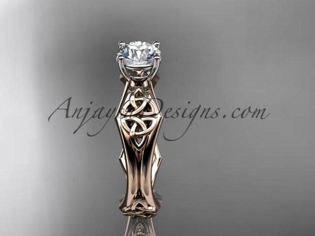 14kt rose gold celtic trinity ring, triquetra ring, engagement ring, CT7356 - AnjaysDesigns