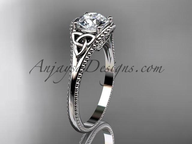 14kt white gold celtic trinity knot wedding ring, engagement ring CT73
