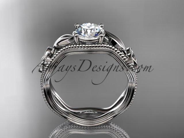14kt white gold diamond celtic trinity knot wedding ring, engagement ring with a "Forever One" Moissanite center stone CT7382 - AnjaysDesigns