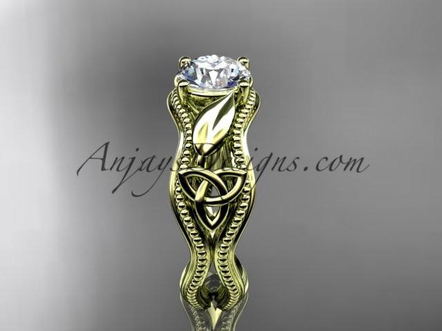 14kt yellow gold diamond celtic trinity knot wedding ring, engagement ring CT7382 - AnjaysDesigns