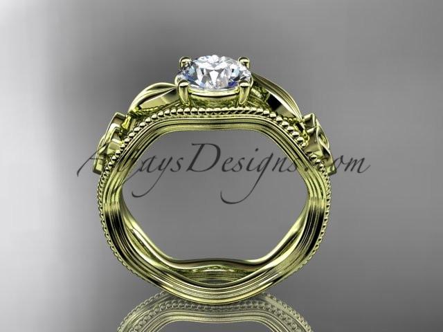 14kt yellow gold diamond celtic trinity knot wedding ring, engagement ring with a "Forever One" Moissanite center stone CT7382 - AnjaysDesigns