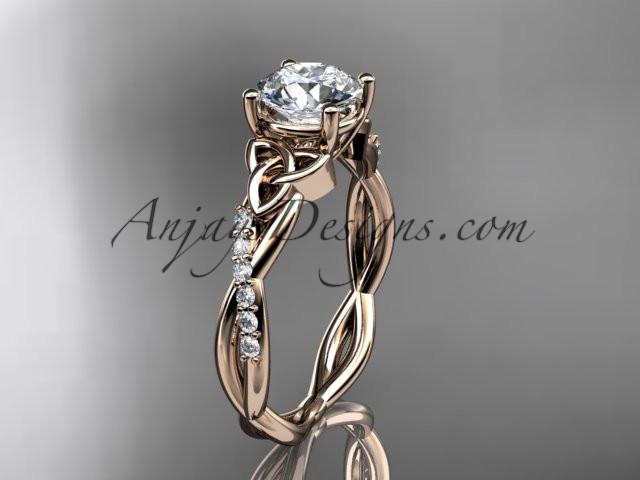 14kt rose gold diamond celtic trinity knot wedding ring, engagement ring CT7388 - AnjaysDesigns