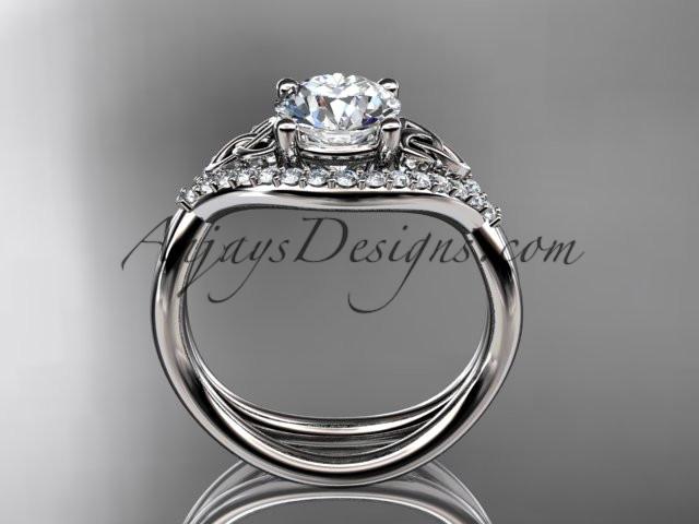 platinum diamond celtic trinity knot wedding ring, engagement ring CT7390 - AnjaysDesigns