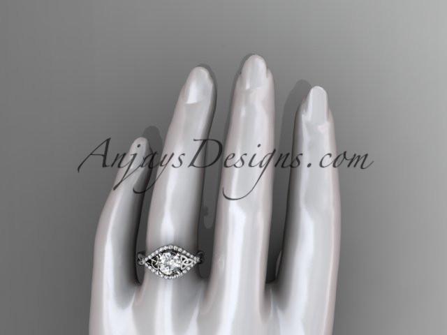 14kt white gold diamond celtic trinity knot wedding ring, engagement ring with a "Forever One" Moissanite center stone CT7390 - AnjaysDesigns