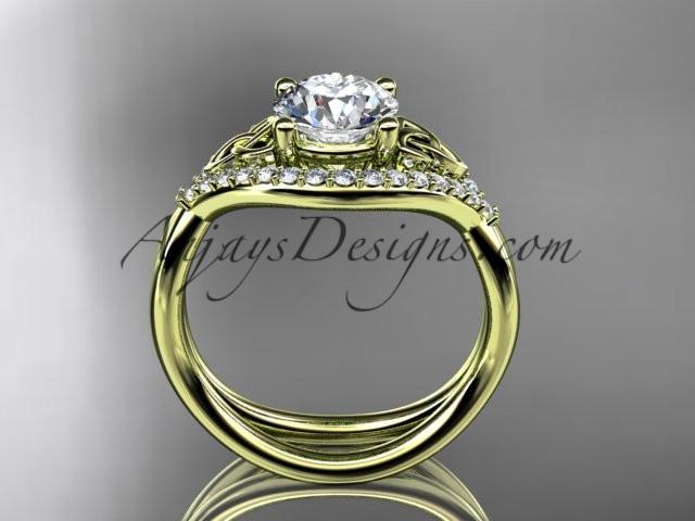 14kt yellow gold diamond celtic trinity knot wedding ring, engagement ring CT7390 - AnjaysDesigns