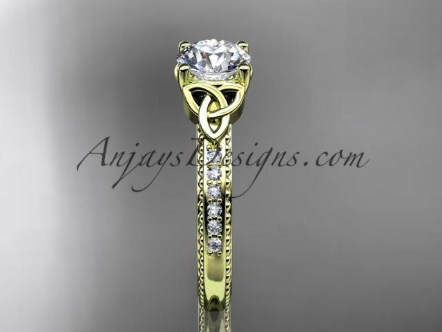 14kt yellow gold diamond celtic trinity knot wedding ring, engagement ring CT7391 - AnjaysDesigns