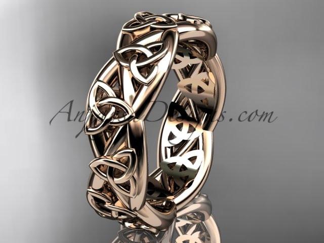 14kt rose gold celtic trinity knot wedding band, triquetra ring, engagement ring CT7392G - AnjaysDesigns
