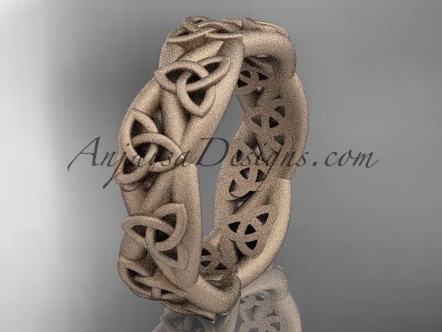 14kt rose gold celtic trinity knot wedding band, matte finish wedding band, triquetra ring, engagement ring CT7392G - AnjaysDesigns